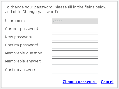 Change Password page